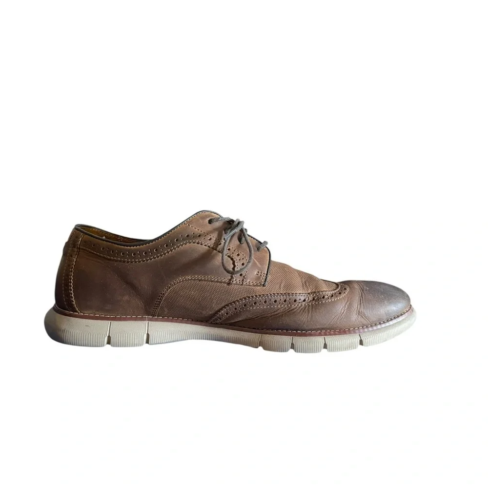 Johnston & Murphy Sheepskin Oxford Shoes 13W Brown Leather Memory Foam